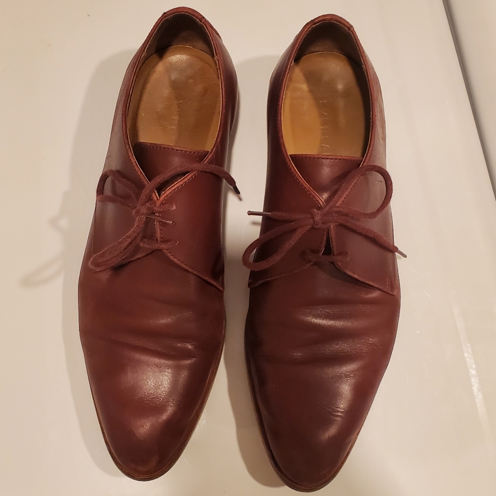 Burgundy Leather Tie Up Shoes